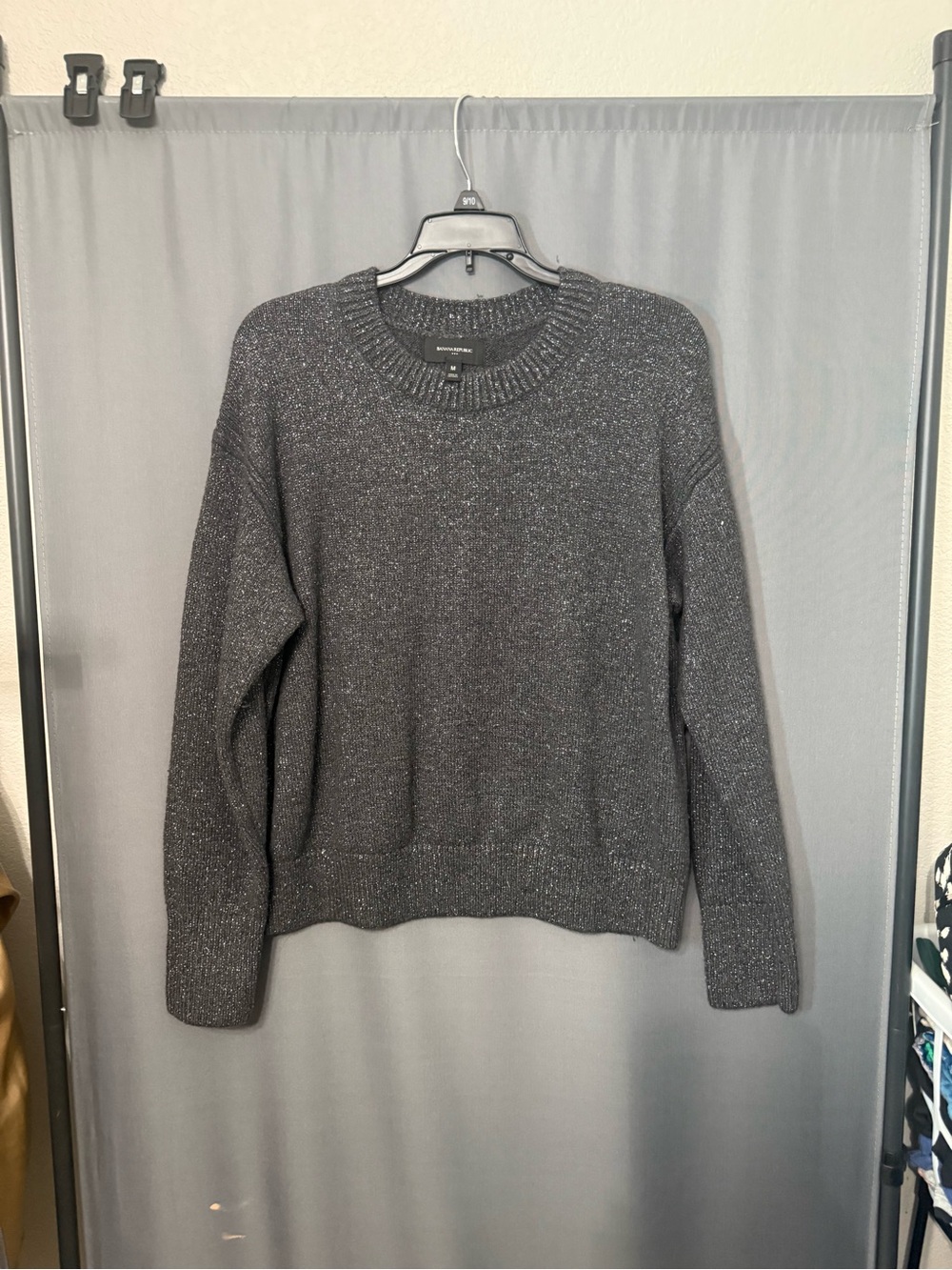 Everlane Dark Charcoal Sparkle Crewneck Sweater